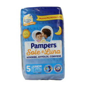 PAMPERS PANNOLINI SOLE E LUNA 5 JUNIOR 11-25 KG 15 PZ.