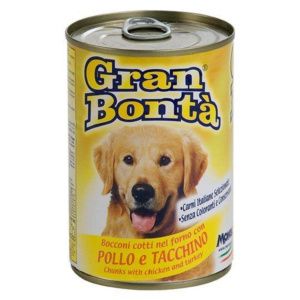 ALIMENTO GRAN BONTÀ PER CANI ADULTI IN BOCCONI DI POLLO E TACCHINO IN LATTINA 1230 GR