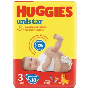 HUGGIES PANNOLINI BIMBO UNISTAR 3 MIDI 4-9 KG.18 PZ.