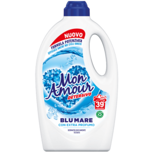 Mon Amour Detersivo Liquido Lavatrice Extra Profumato Blu Mare -  1,56 Litri (1560 ml - idoneo per 26 fino a 39 lavaggi a seconda della concentrazione del lotto)