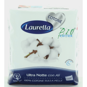 LAURELLA BIO COTTON ASSORBENTE ULTRA NOTTE ALI RIPIEGATO 10 PZ