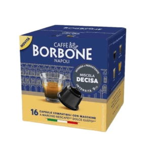 Caffè Borbone Miscela Decisa Capsule Compatibili Dolce Gusto - 112 g (Confezione da 16 capsule da 7 g ciascuna).
