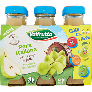 VALFRUTTA,CONSERVE ITALIA - SUCCO E POLPA DI PERA - 6 X 125ML