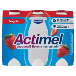 ACTIMEL, YOGURT DA BERE CON VIT B6 E D PER IL SISTEMA IMMUNITARIO, GUSTO FRAGOLA, 6X100G