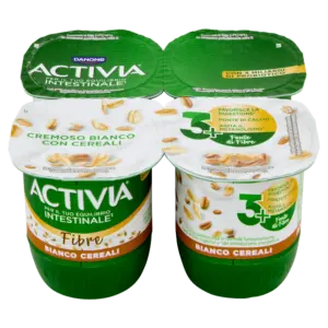 ACTIVIA FIBRE, YOGURT CON PROBIOTICO BIFIDUS, BIANCO CEREALI, 4X125G