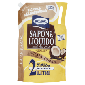 MIL MIL SAPONE LIQUIDO MANI RICARICA BUSTA 2 LITRI COCCO & VANIGLIA