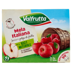 Valfrutta Mela Italiana Succo e polpa di frutta - 600 ml (Confezione cluster da 3 brik x 200 ml)