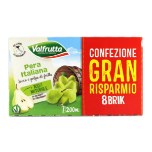 Valfrutta Succo e Polpa di Pera 1600 ml (Confezione multipack brik da 8 pezzi x 200 ml)