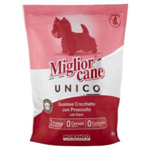 MIGLIORCANE UNICO GUSTOSE CROCCHETTE CON PROSCIUTTO PER CANI ADULTI <10 KG PICCOLA TAGLIA 800 G