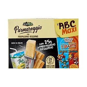 Parmareggio l'ABC Maxi con Parmigiano Reggiano - 250 g (Kit composto da: Parmigiano Reggiano DOP 25 g + Cracker 25 g + Tè al limone 200 ml)