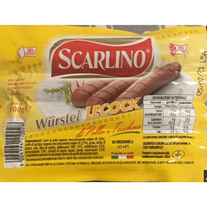 Scarlino Würstel Le Cock Pollo e Tacchino - 100g (Confezione da 4 pezzi)