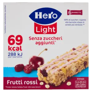 Hero Light Barrette ai Cereali ai Frutti Rossi 120 g (6 barrette da 20 g)