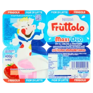 Nestlé Frùttolo Maxi Duo Fragola e Fior di Latte 400 g (confezione da 4 vasetti x 100 g)