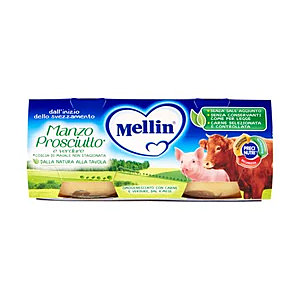 MELLIN MANZO PROSCIUTTO E VERDURE 100% NATURALE OMOGENEIZZATO 2 X 80 G