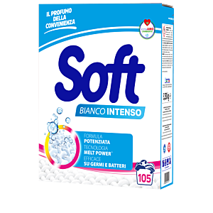 Soft Detersivo in polvere per lavatrice Valigetta ” Bianco Intenso” 105 lavaggi